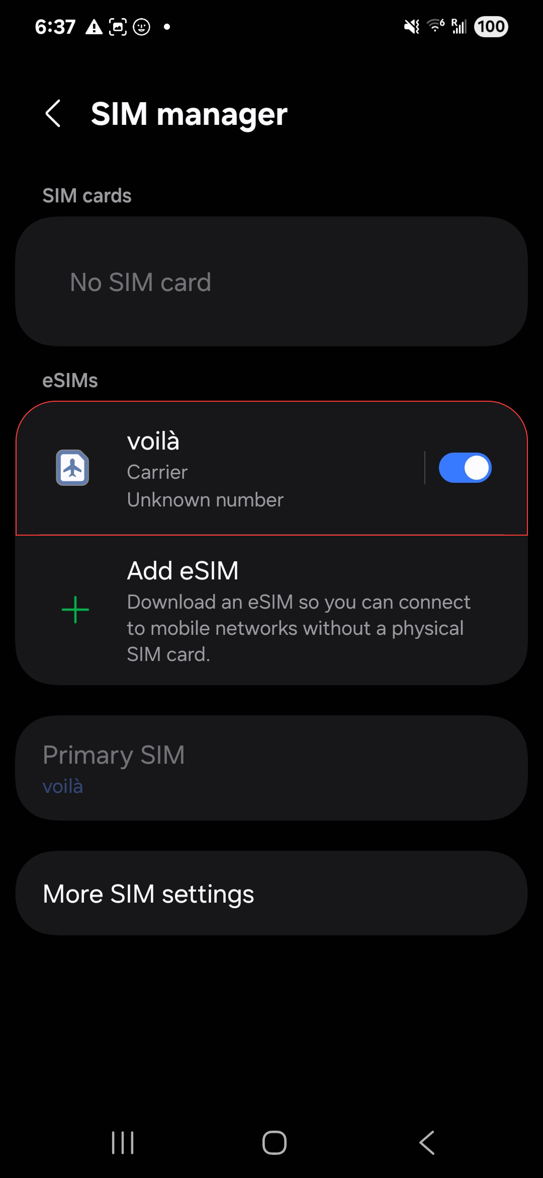 Instalace eSIM voilà na Androidu