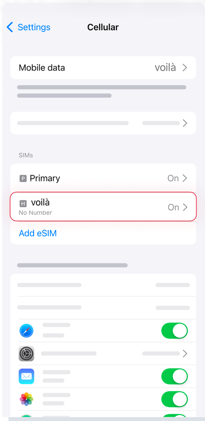 Instalace eSIM voilà na iPhone