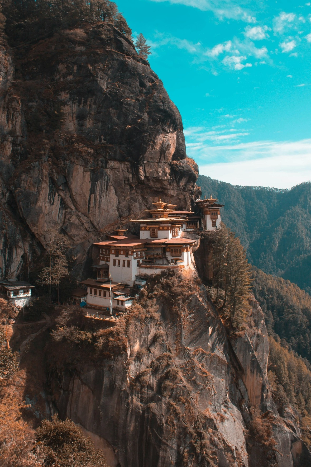 Uitzicht op Thimphu, hoofdstad van Bhutan